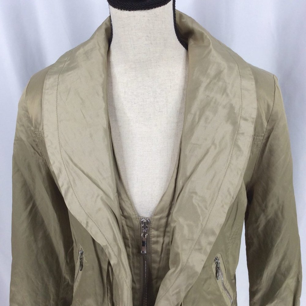 Greenstone Jacket Womens Size 40 UK 6/8 US Gold Beige Ruffle V-Neck DAMAGED - Picture 5 of 13